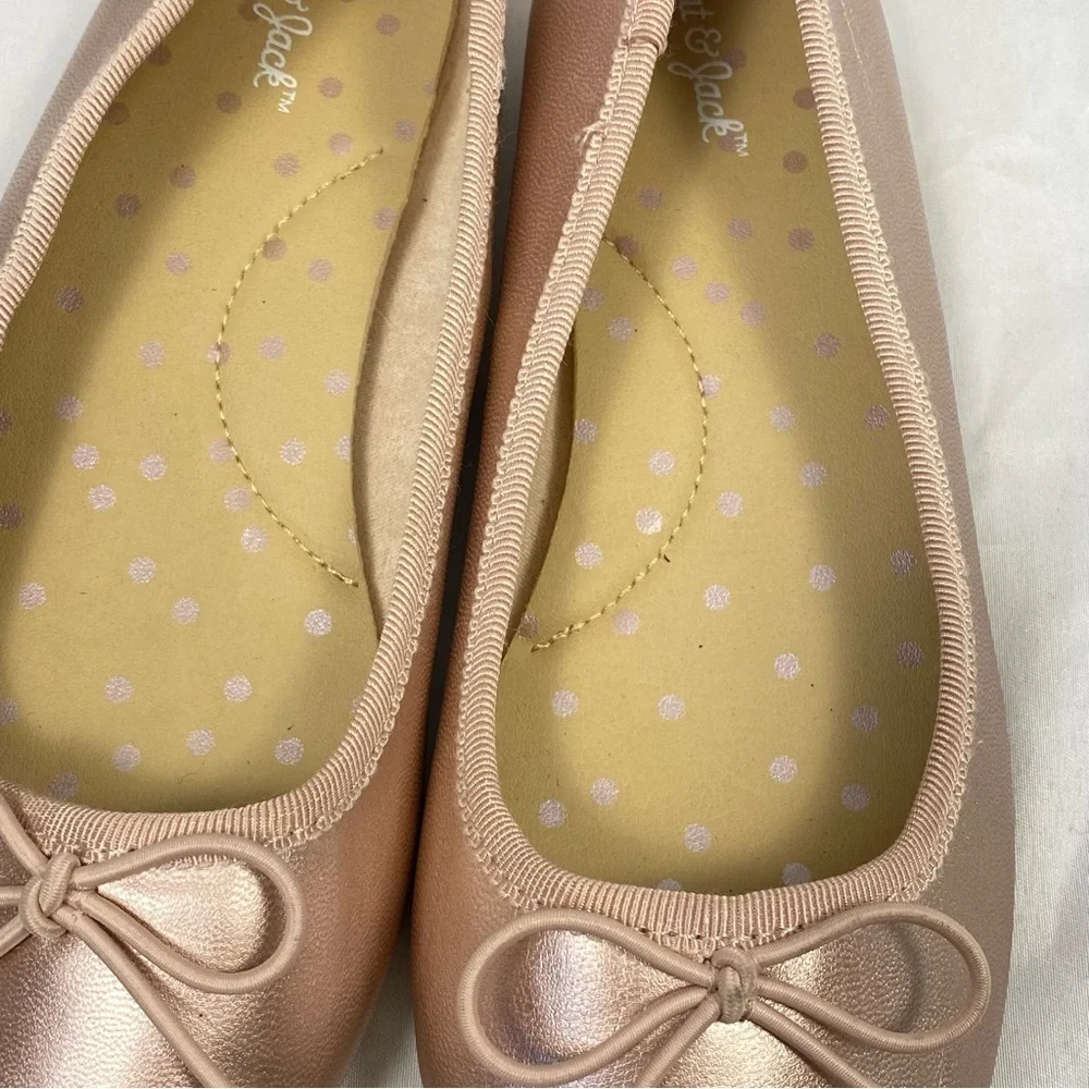Cat & Jack Girl Chic Ballet Flats with Bow Accent Rose Gold Metallic Size 13